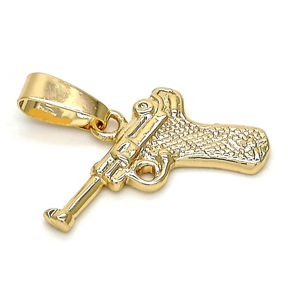 Oro Laminado Fancy Pendant, Gold Filled Style Diamond Cutting Finish, Golden Finish