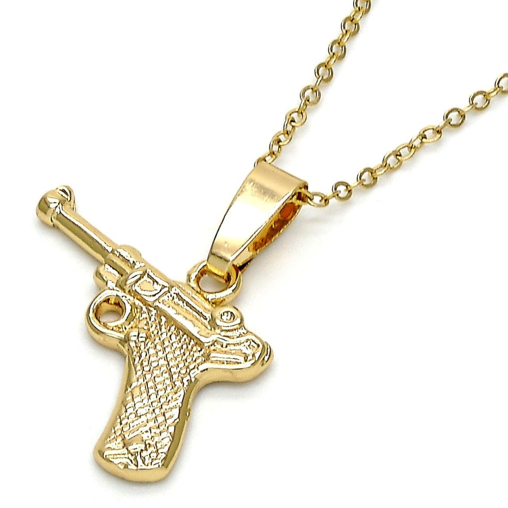 Oro Laminado Fancy Pendant, Gold Filled Style Diamond Cutting Finish, Golden Finish