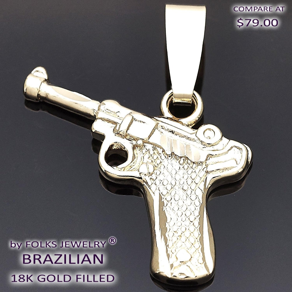 Oro Laminado Fancy Pendant, Gold Filled Style Diamond Cutting Finish, Golden Finish