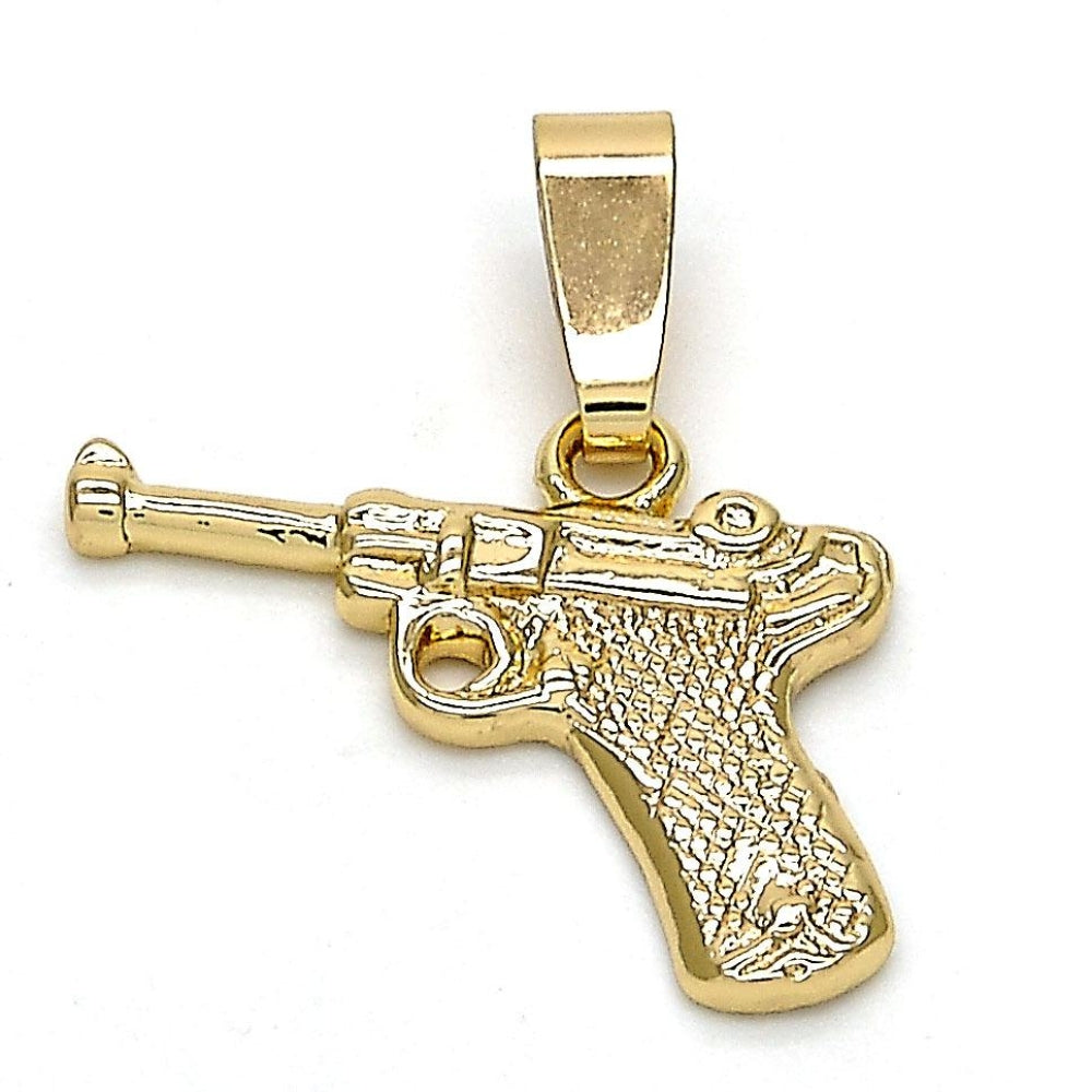 Oro Laminado Fancy Pendant, Gold Filled Style Diamond Cutting Finish, Golden Finish