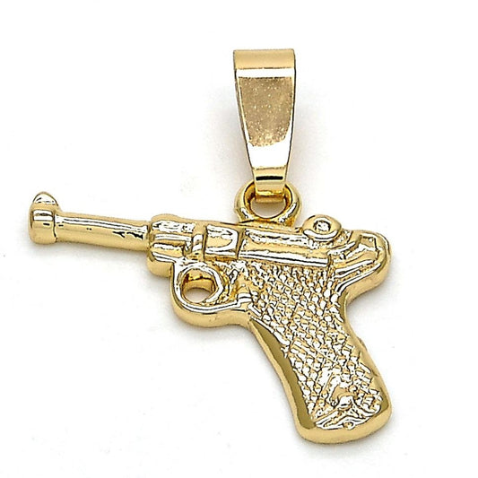 Oro Laminado Fancy Pendant, Gold Filled Style Diamond Cutting Finish, Golden Finish