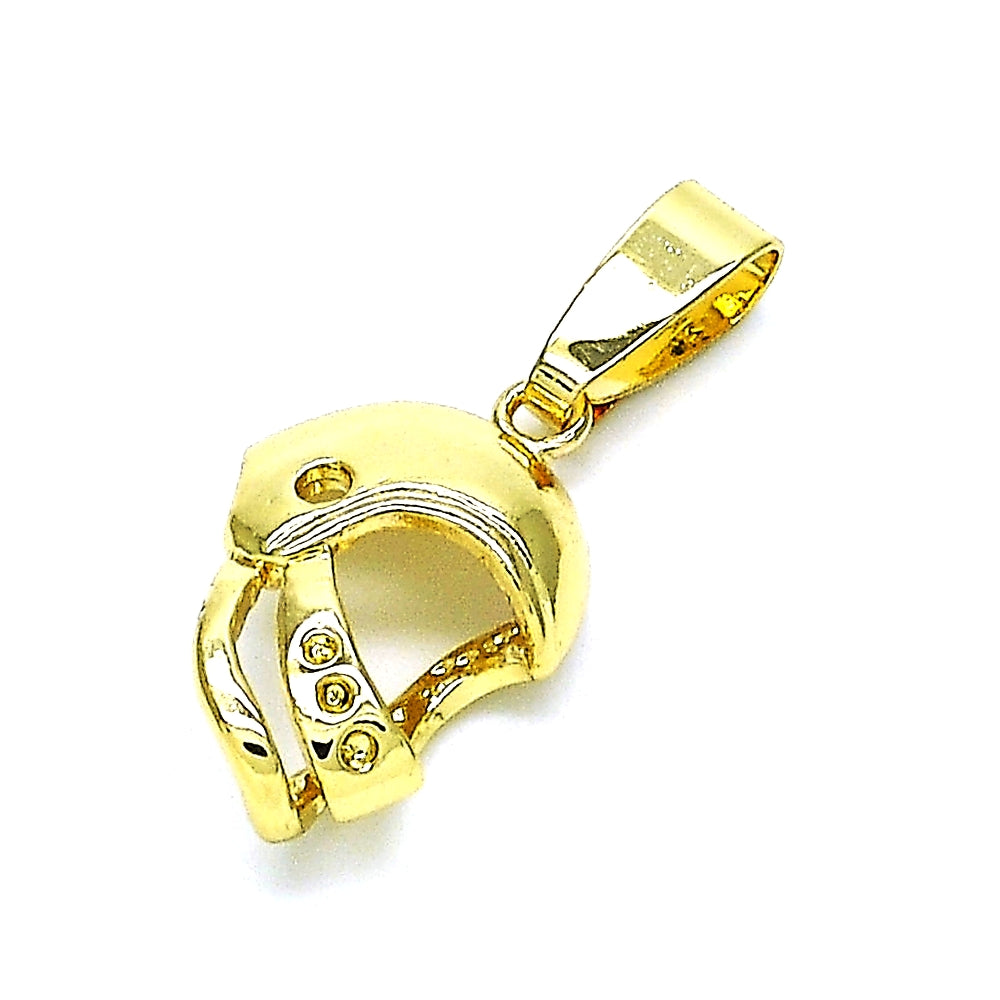 Oro Laminado Fancy Pendant, Gold Filled Style Diamond Cutting Finish, Golden Finish