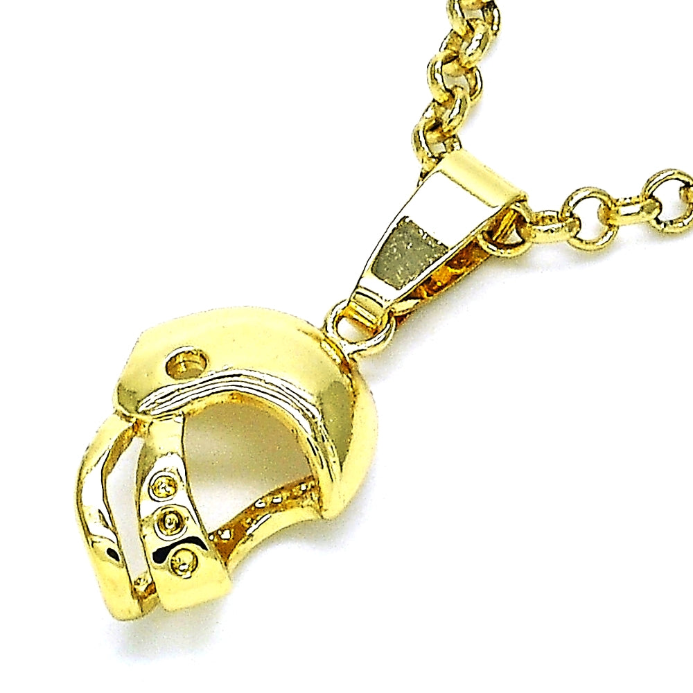 Oro Laminado Fancy Pendant, Gold Filled Style Diamond Cutting Finish, Golden Finish