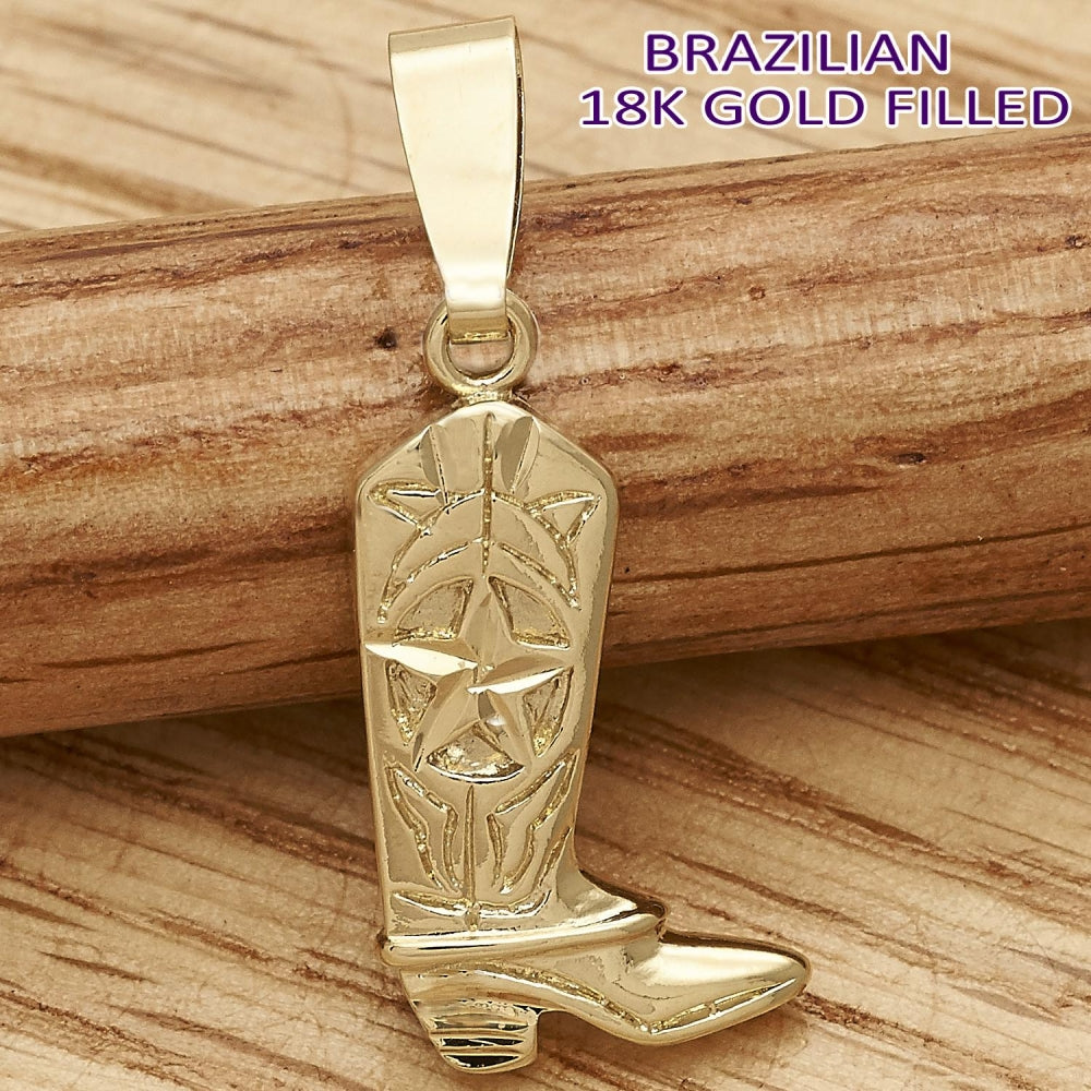 Oro Laminado Fancy Pendant, Gold Filled Style Shoes Design, Diamond Cutting Finish, Golden Finish
