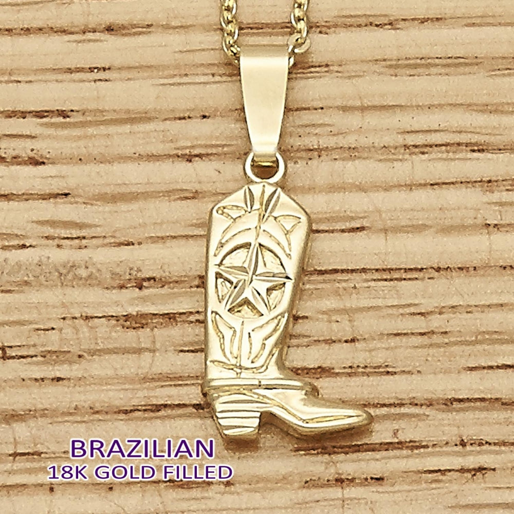 Oro Laminado Fancy Pendant, Gold Filled Style Shoes Design, Diamond Cutting Finish, Golden Finish