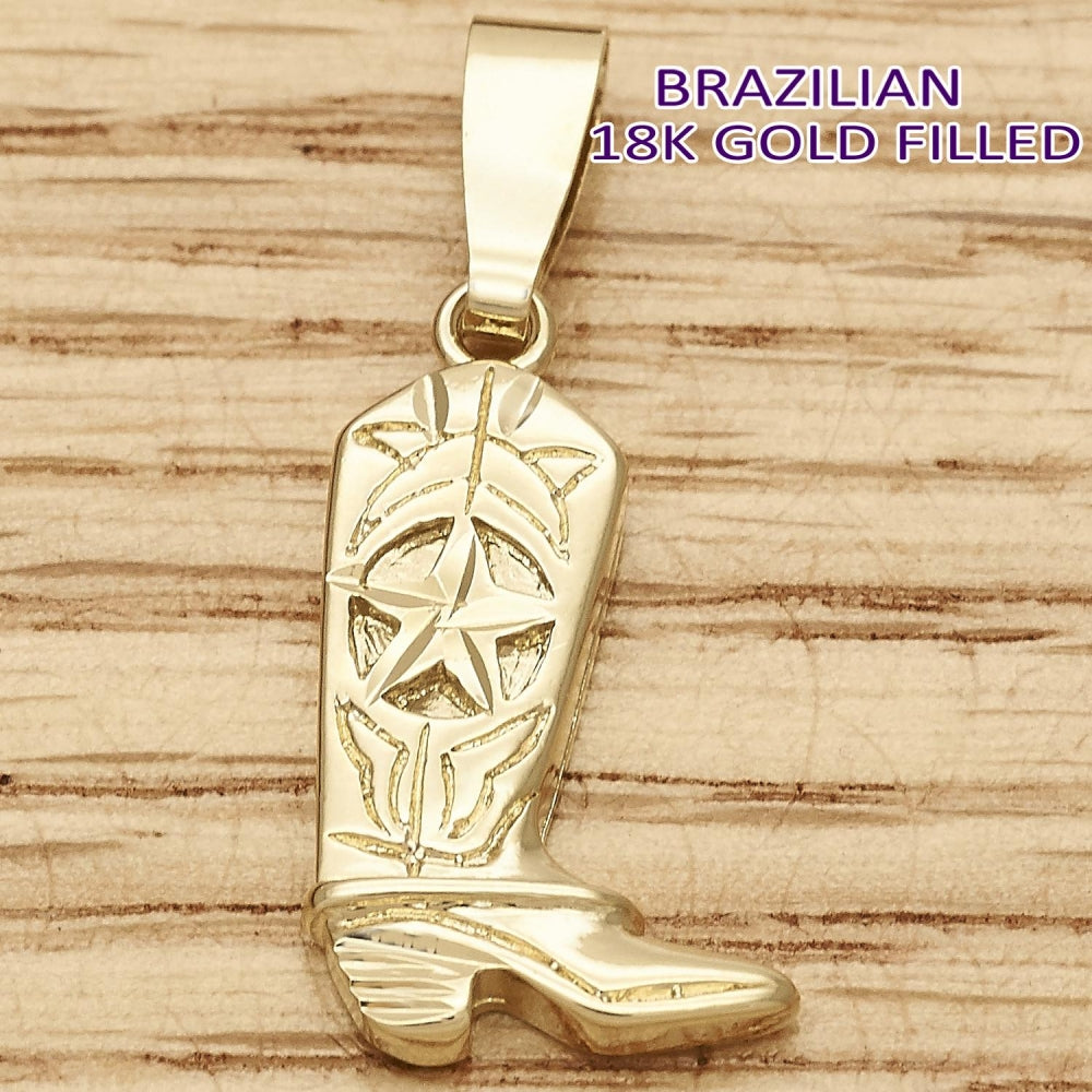 Oro Laminado Fancy Pendant, Gold Filled Style Shoes Design, Diamond Cutting Finish, Golden Finish