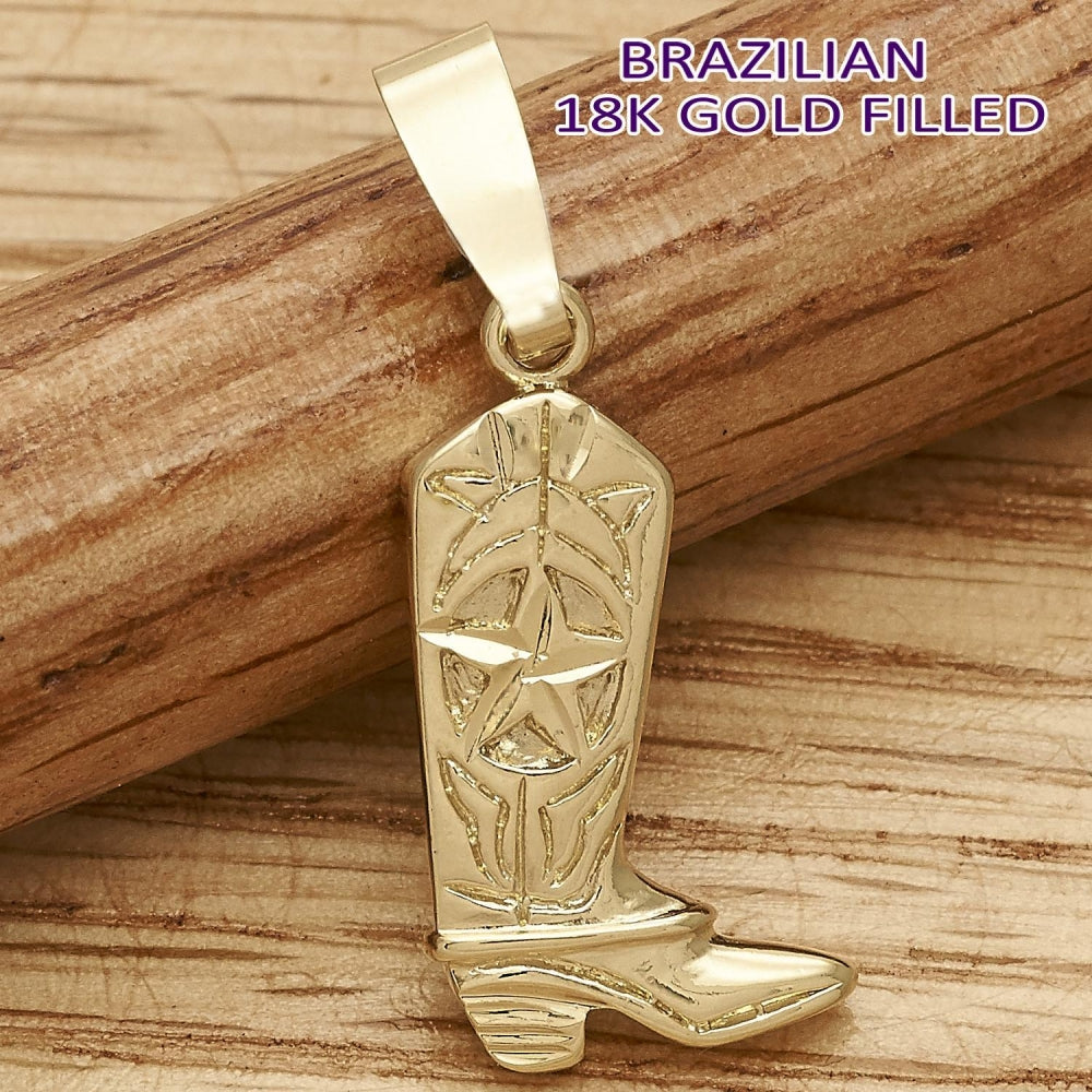 Oro Laminado Fancy Pendant, Gold Filled Style Shoes Design, Diamond Cutting Finish, Golden Finish