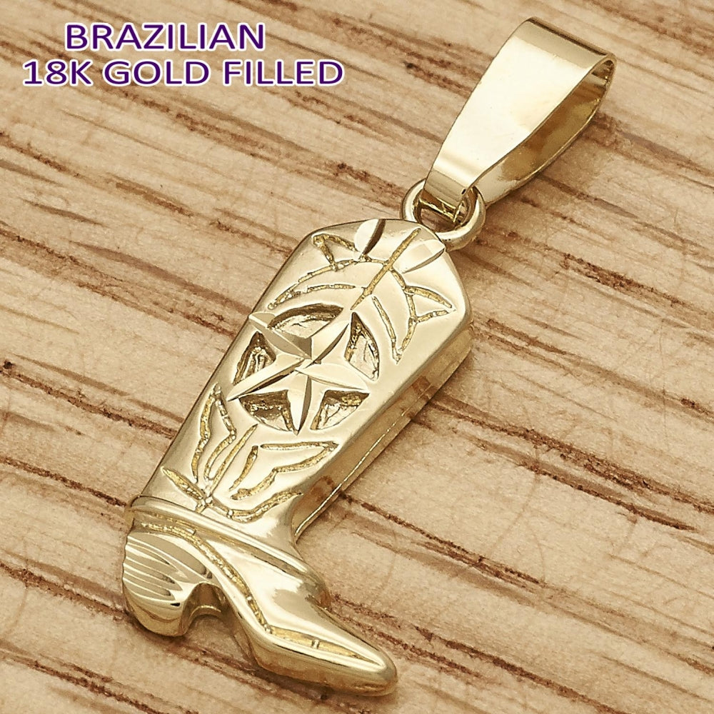 Oro Laminado Fancy Pendant, Gold Filled Style Shoes Design, Diamond Cutting Finish, Golden Finish