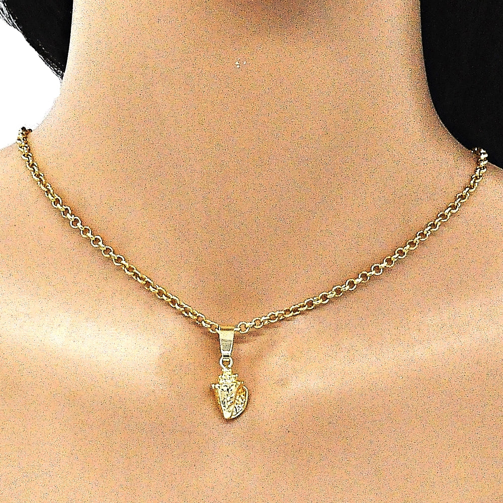 Oro Laminado Fancy Pendant, Gold Filled Style Diamond Cutting Finish, Golden Finish