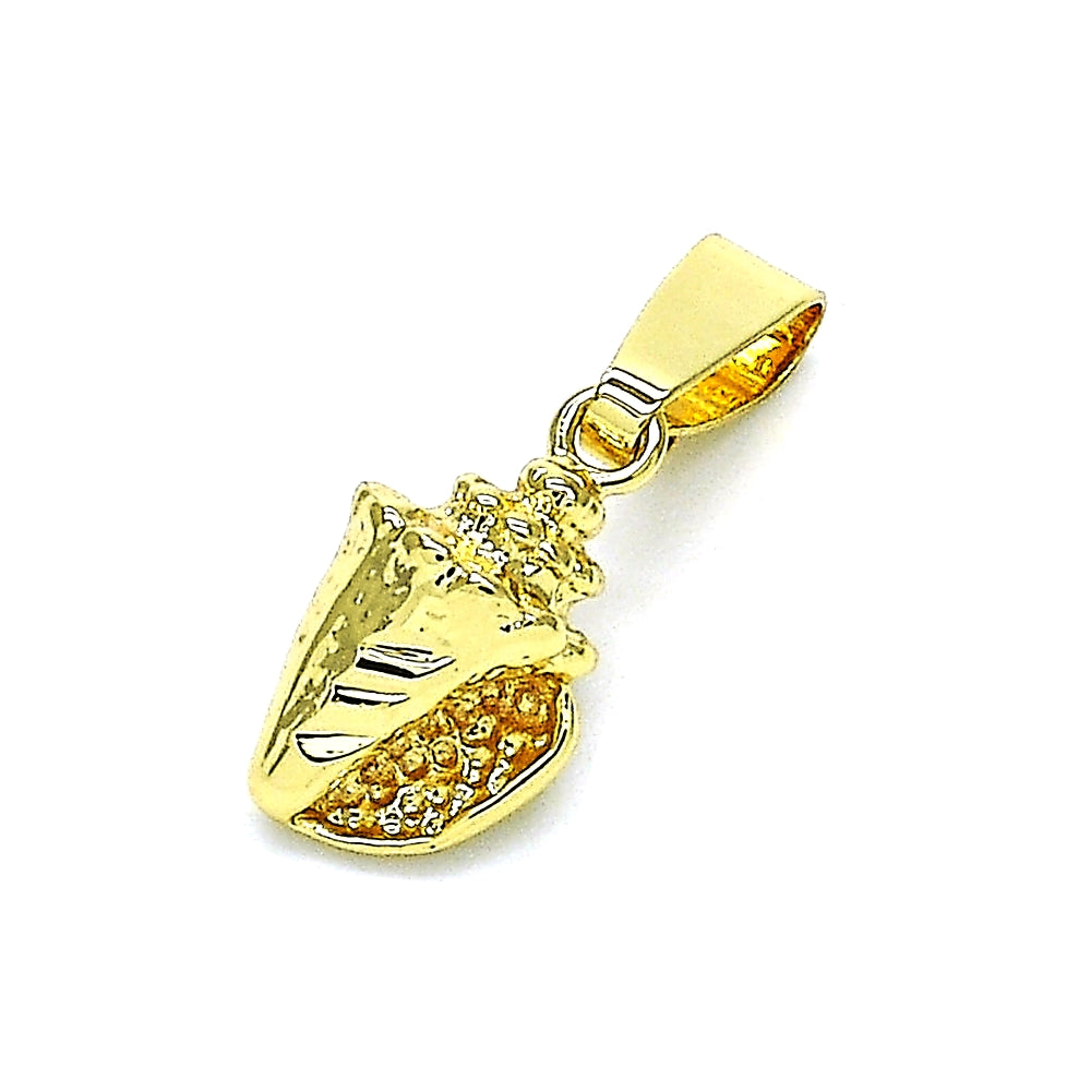Oro Laminado Fancy Pendant, Gold Filled Style Diamond Cutting Finish, Golden Finish