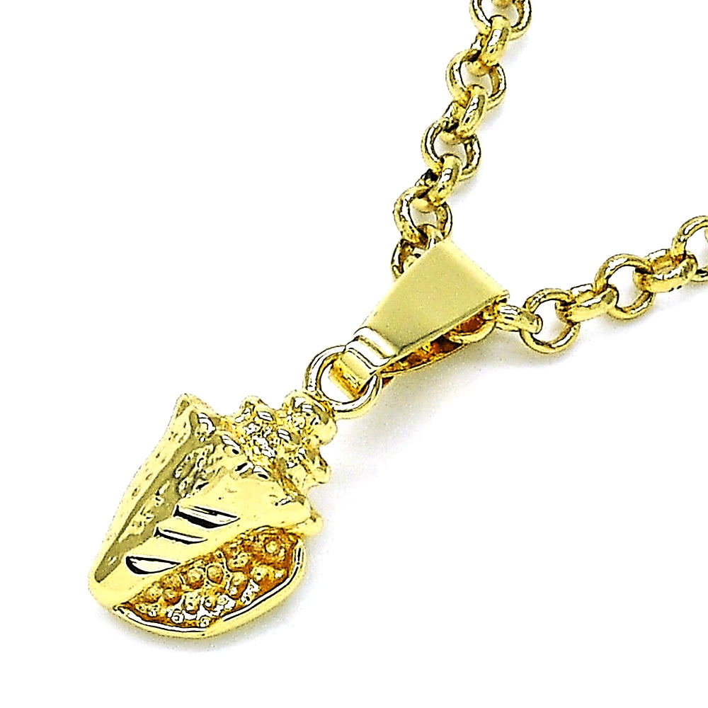Oro Laminado Fancy Pendant, Gold Filled Style Diamond Cutting Finish, Golden Finish