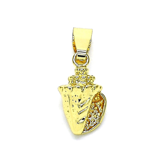 Oro Laminado Fancy Pendant, Gold Filled Style Diamond Cutting Finish, Golden Finish