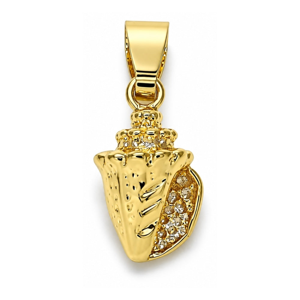 Oro Laminado Fancy Pendant, Gold Filled Style Diamond Cutting Finish, Golden Finish