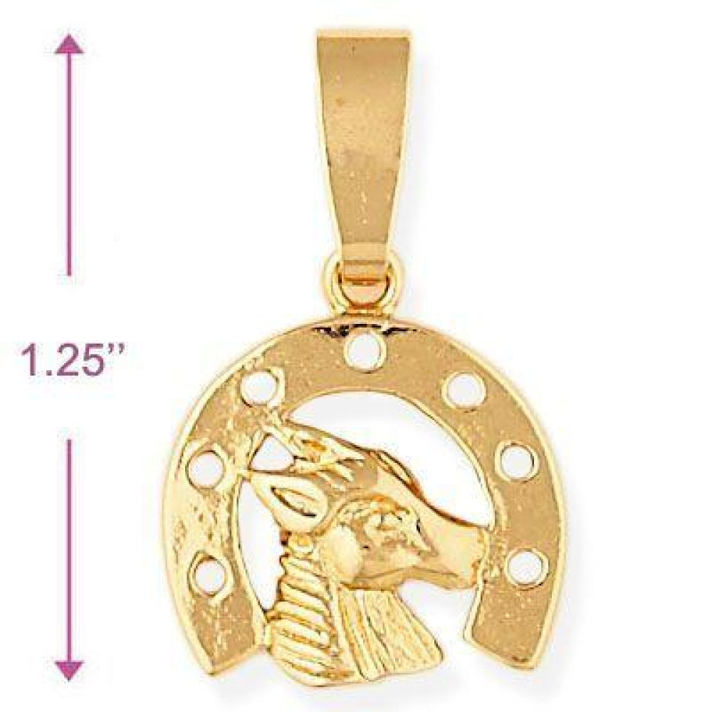 Oro Laminado Fancy Pendant, Gold Filled Style Horse Design, Polished, Golden Finish