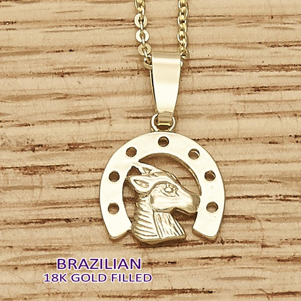 Oro Laminado Fancy Pendant, Gold Filled Style Horse Design, Polished, Golden Finish