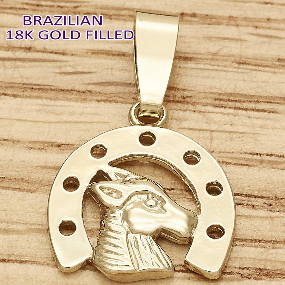 Oro Laminado Fancy Pendant, Gold Filled Style Horse Design, Polished, Golden Finish