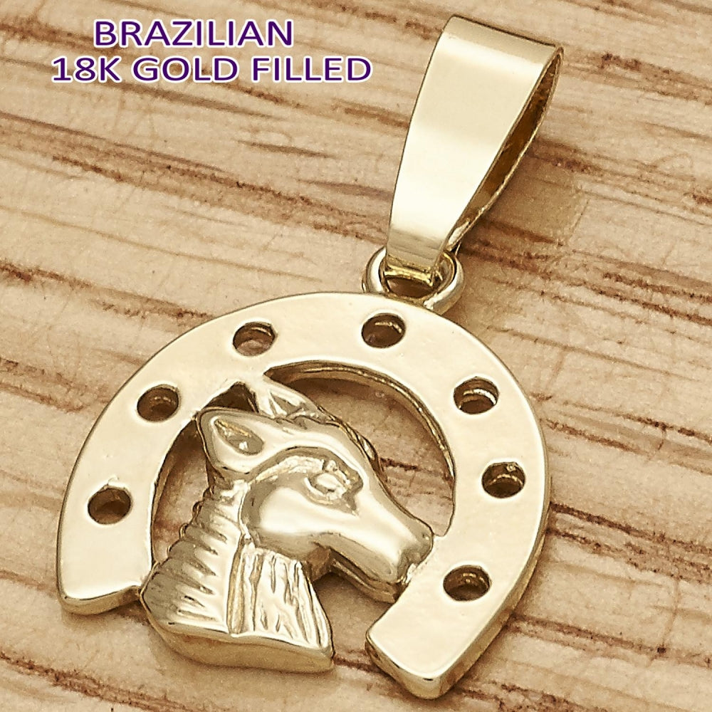 Oro Laminado Fancy Pendant, Gold Filled Style Horse Design, Polished, Golden Finish
