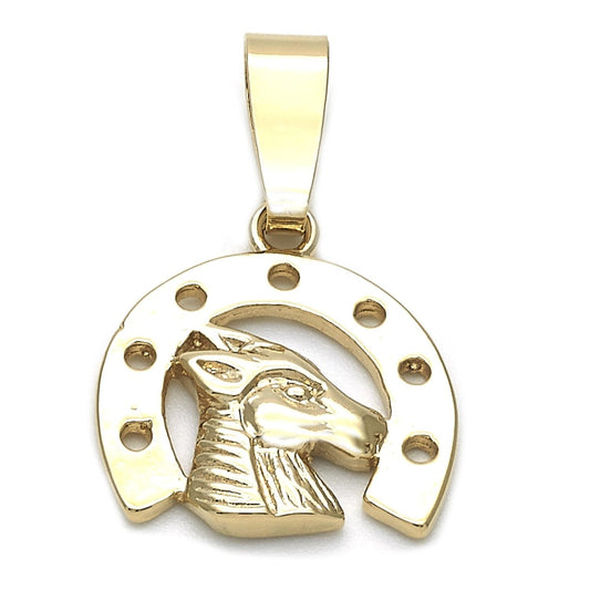 Oro Laminado Fancy Pendant, Gold Filled Style Horse Design, Polished, Golden Finish