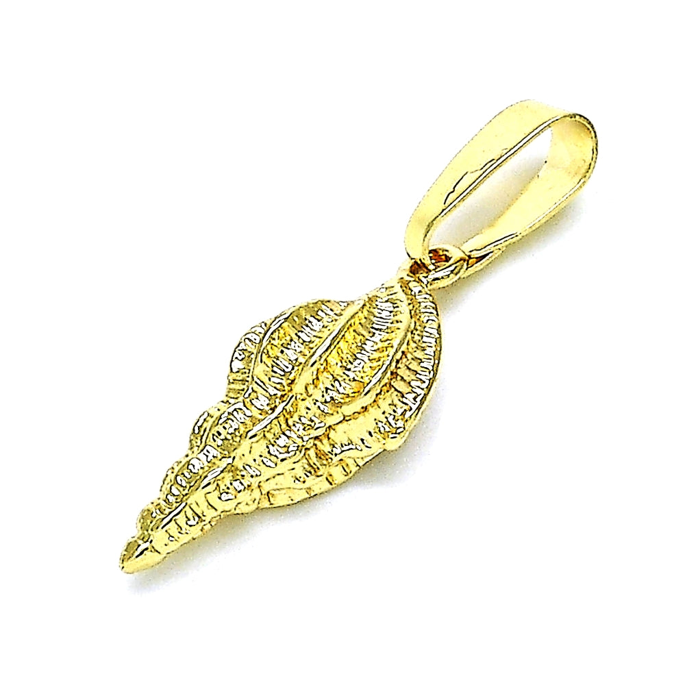 Oro Laminado Fancy Pendant, Gold Filled Style Diamond Cutting Finish, Golden Finish