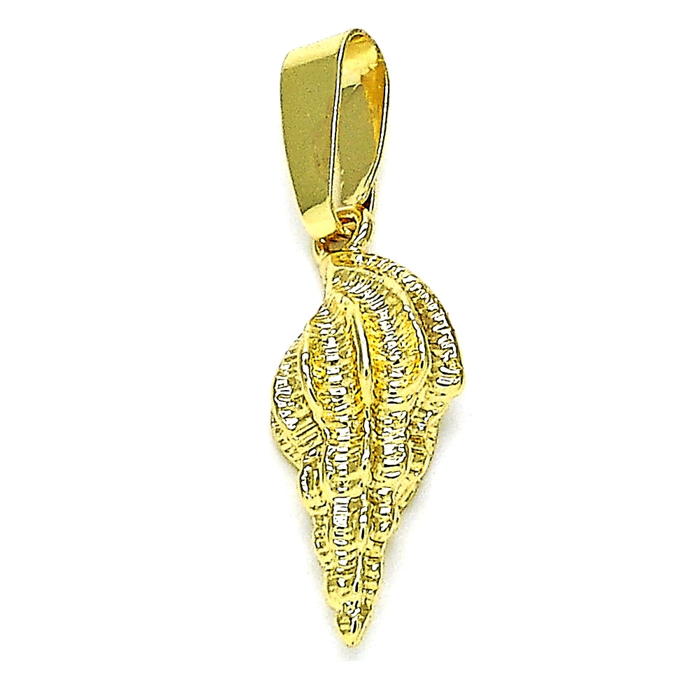 Oro Laminado Fancy Pendant, Gold Filled Style Diamond Cutting Finish, Golden Finish