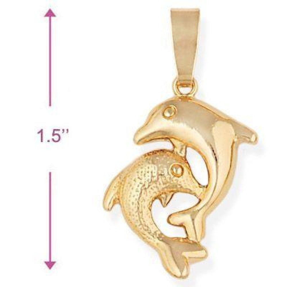 Oro Laminado Fancy Pendant, Gold Filled Style Dolphin Design, Polished, Golden Finish