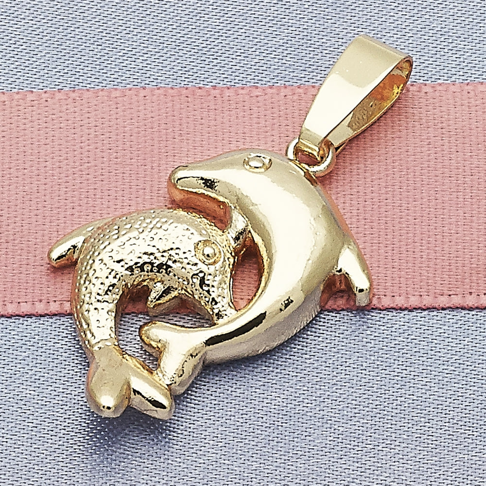 Oro Laminado Fancy Pendant, Gold Filled Style Dolphin Design, Polished, Golden Finish