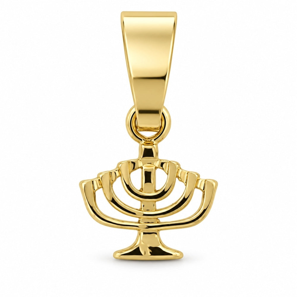 Oro Laminado Religious Pendant, Gold Filled Style Cross and Judaica Design, Diamond Cutting Finish, Golden Finish