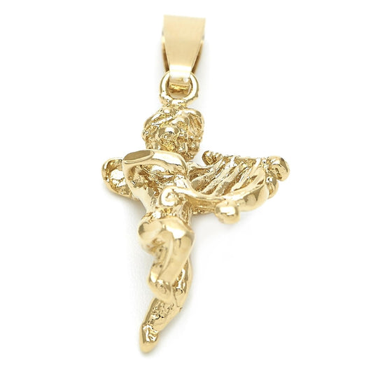 Oro Laminado Religious Pendant, Gold Filled Style Angel Design, Polished, Golden Finish
