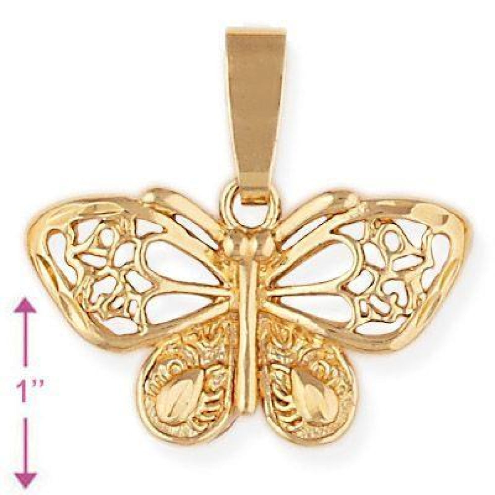 Oro Laminado Fancy Pendant, Gold Filled Style Butterfly Design, Polished, Golden Finish