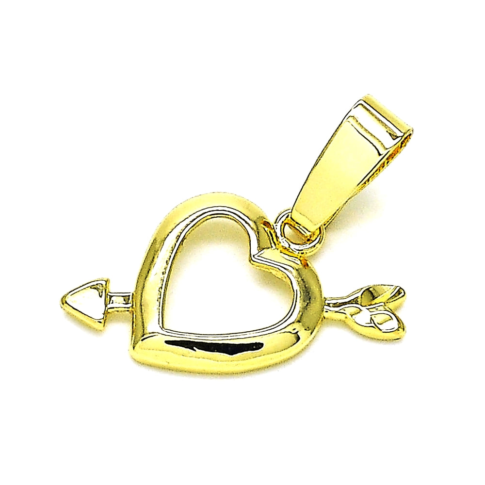 Oro Laminado Fancy Pendant, Gold Filled Style Heart Design, Polished, Golden Finish