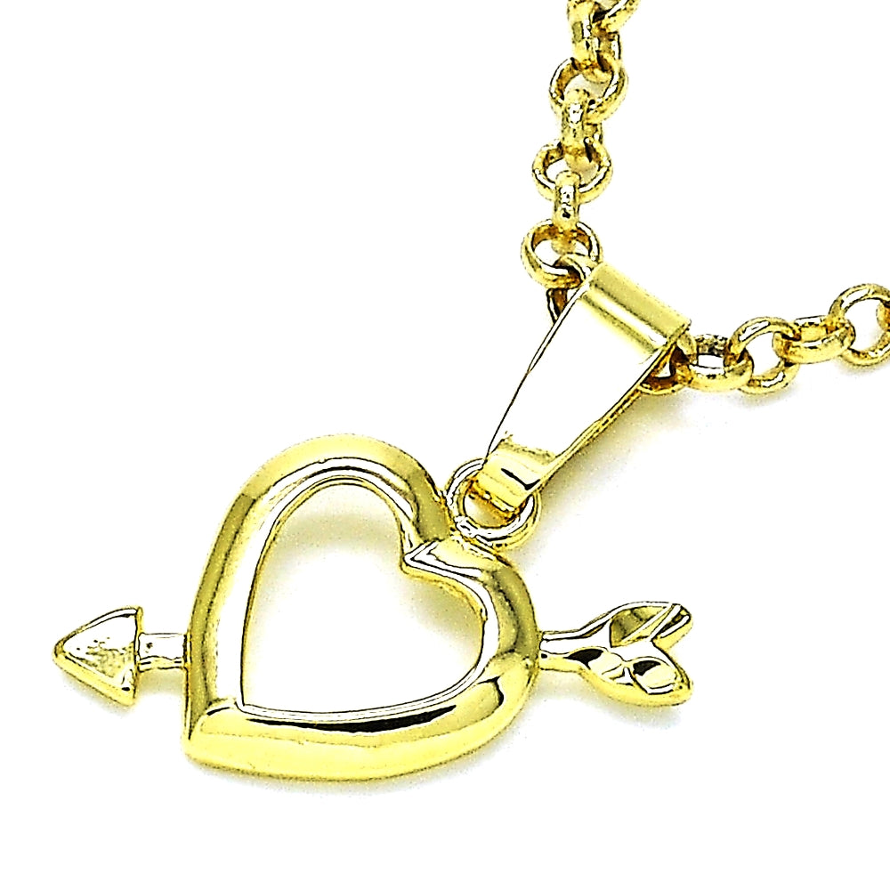 Oro Laminado Fancy Pendant, Gold Filled Style Heart Design, Polished, Golden Finish