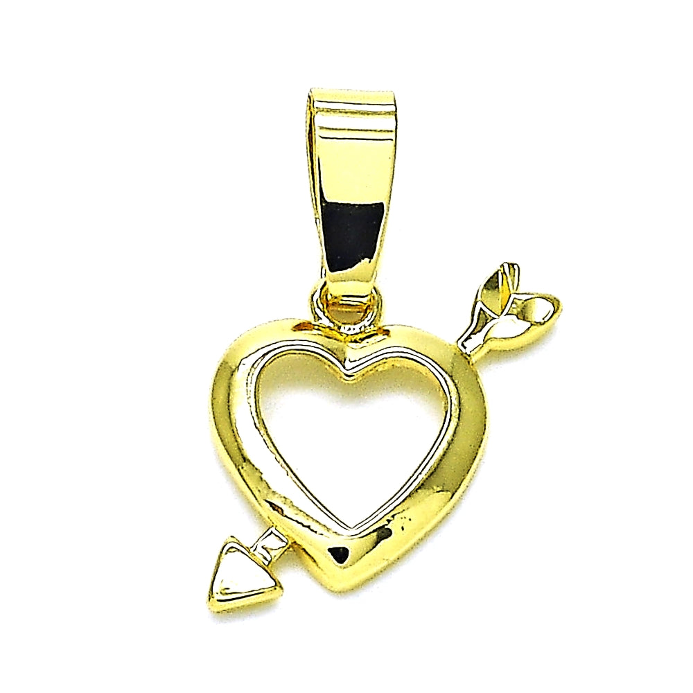 Oro Laminado Fancy Pendant, Gold Filled Style Heart Design, Polished, Golden Finish