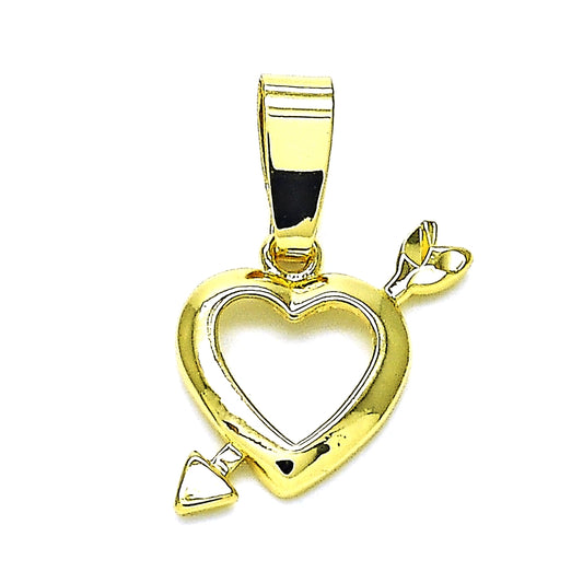 Oro Laminado Fancy Pendant, Gold Filled Style Heart Design, Polished, Golden Finish