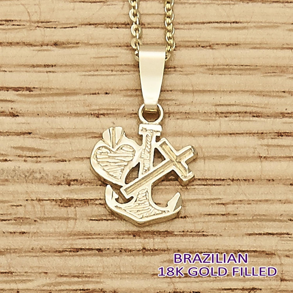Oro Laminado Religious Pendant, Gold Filled Style Cross Design, Diamond Cutting Finish, Golden Finish