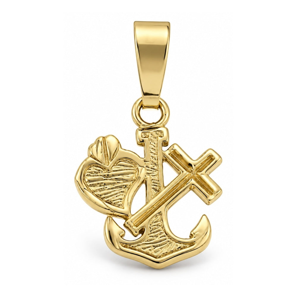 Oro Laminado Religious Pendant, Gold Filled Style Cross Design, Diamond Cutting Finish, Golden Finish