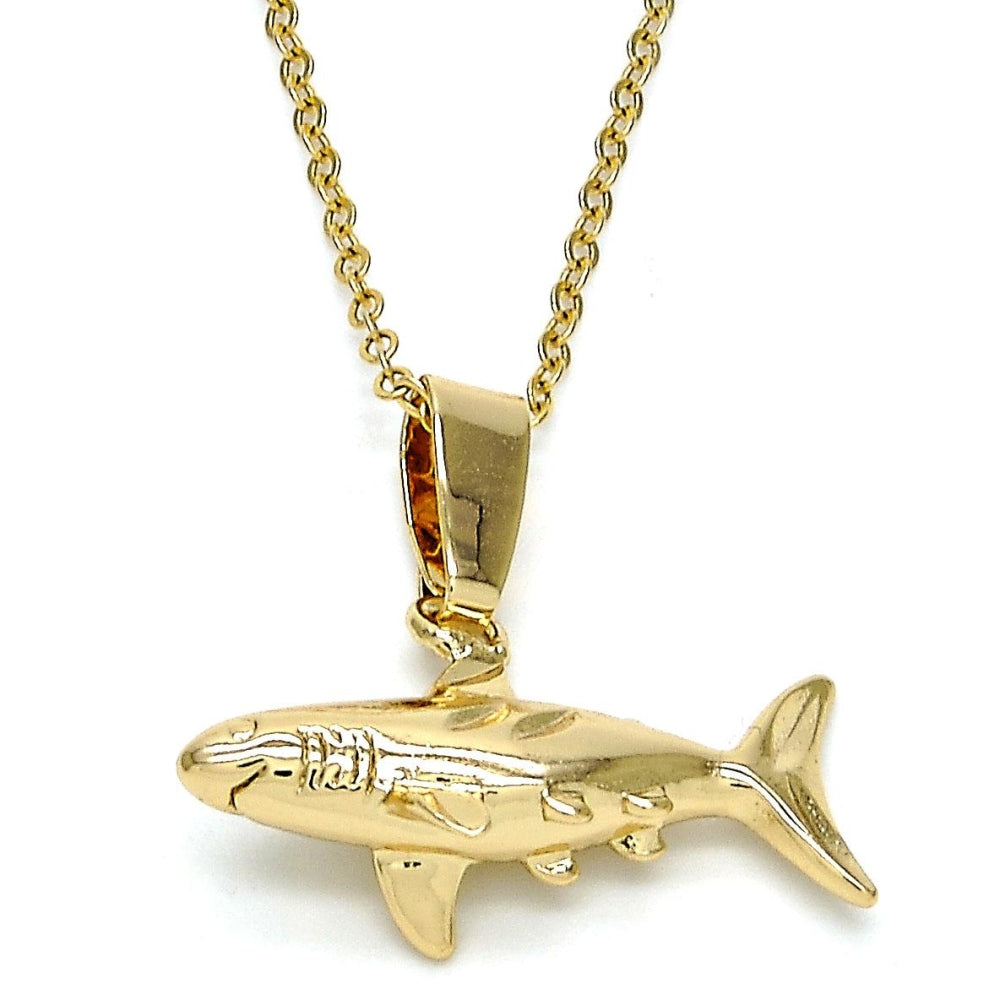 Oro Laminado Fancy Pendant, Gold Filled Style Fish Design, Polished, Golden Finish