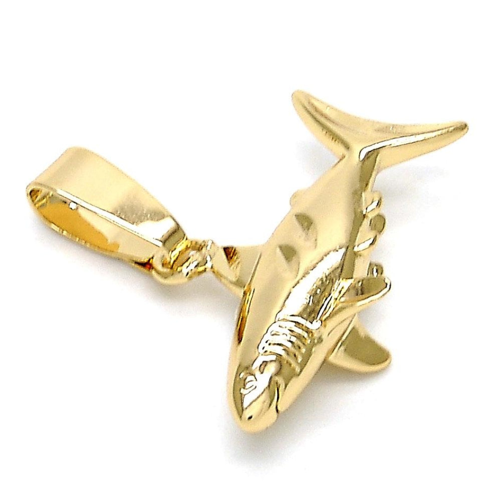 Oro Laminado Fancy Pendant, Gold Filled Style Fish Design, Polished, Golden Finish