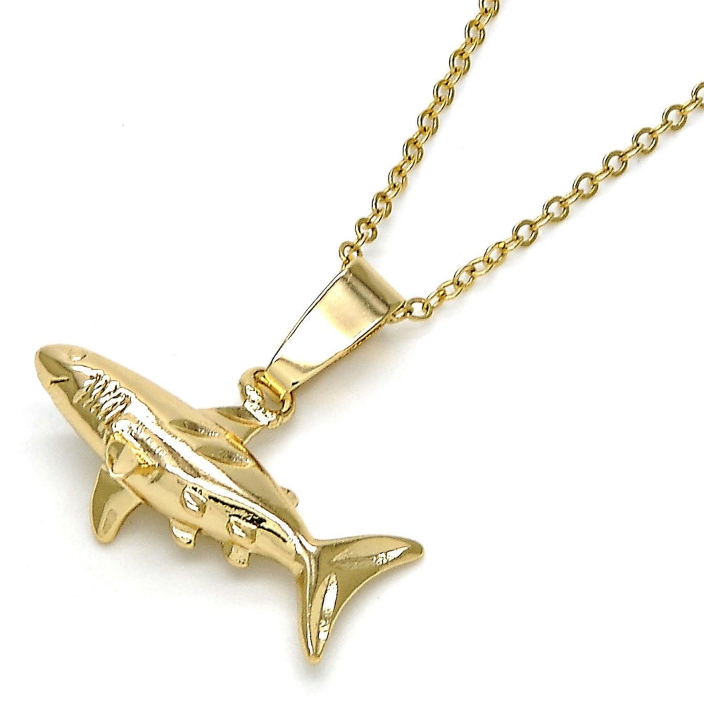 Oro Laminado Fancy Pendant, Gold Filled Style Fish Design, Polished, Golden Finish