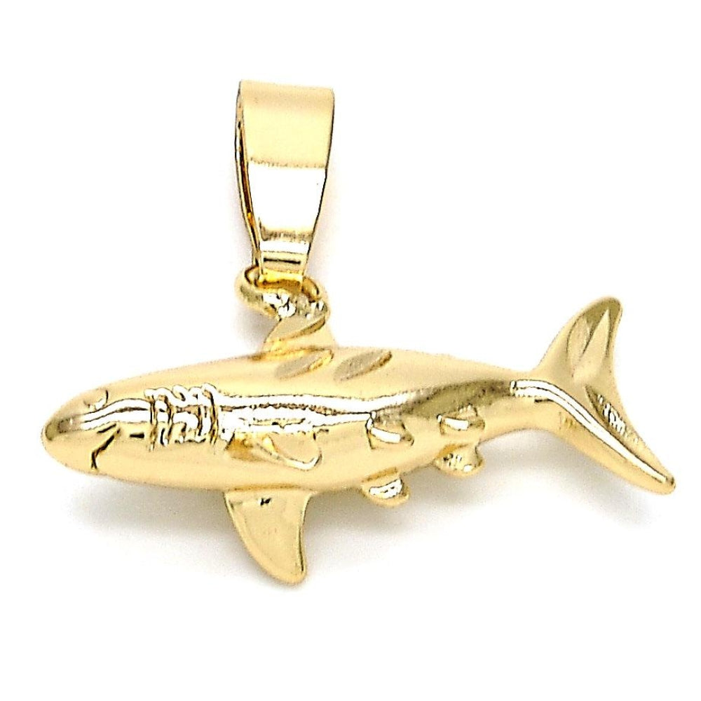 Oro Laminado Fancy Pendant, Gold Filled Style Fish Design, Polished, Golden Finish