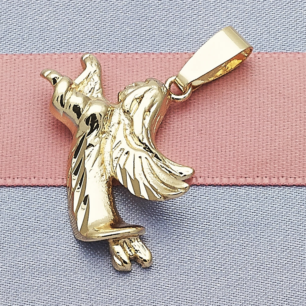 Oro Laminado Religious Pendant, Gold Filled Style Angel Design, Polished, Golden Finish