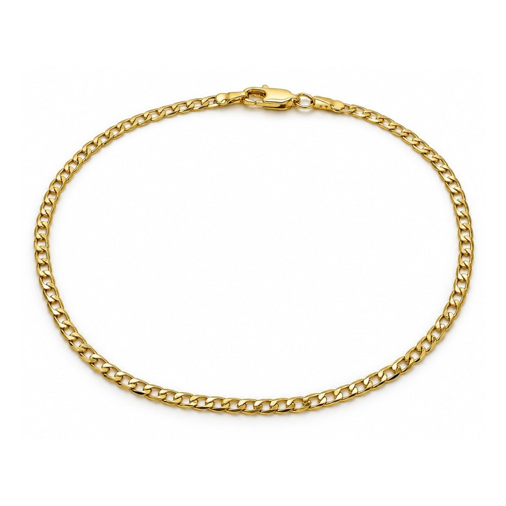 Oro Laminado Basic Anklet, Gold Filled Style Curb Design, Polished, Golden Finish