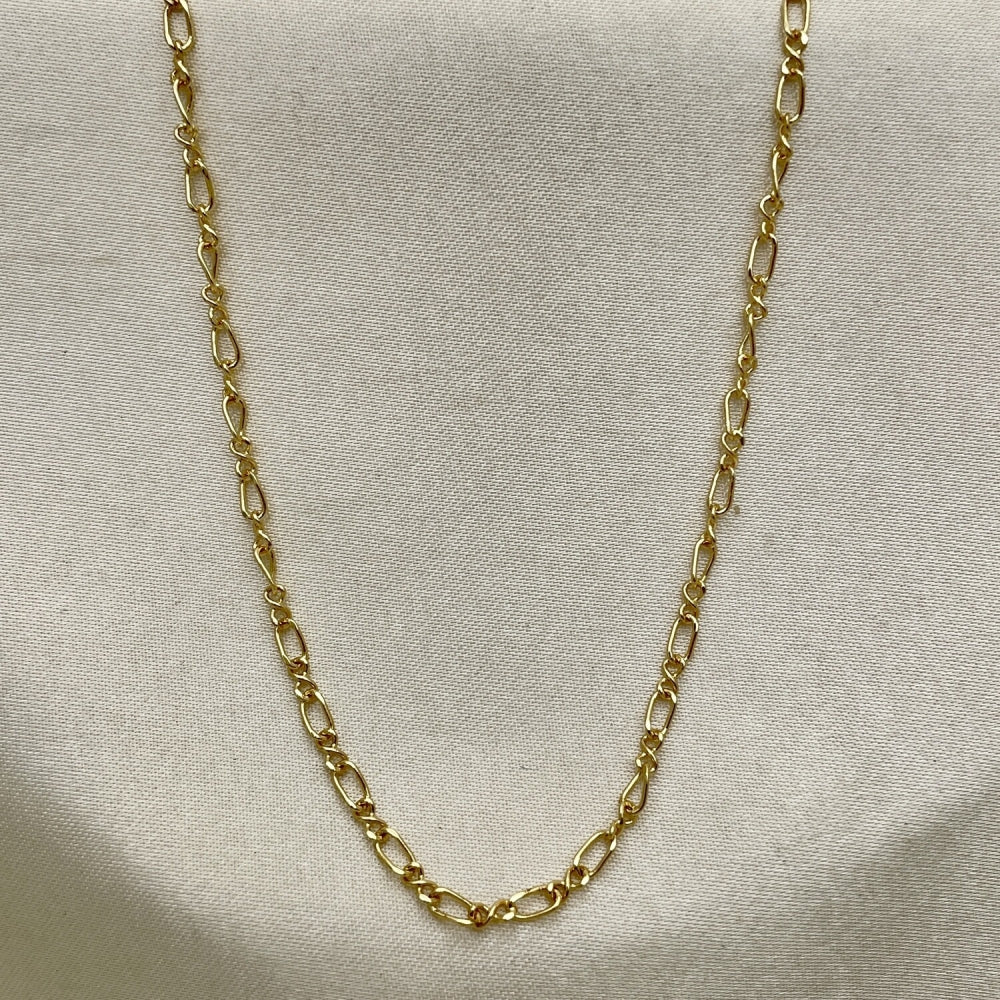 Oro Laminado Basic Necklace, Gold Filled Style Figaro Concave Design, Polished, Golden Finish