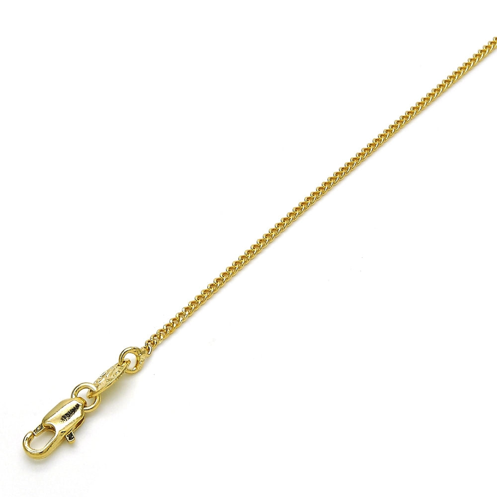 Oro Laminado Basic Necklace, Gold Filled Style Curb Design, Polished, Golden Finish