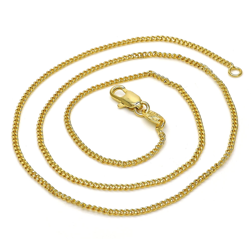Oro Laminado Basic Necklace, Gold Filled Style Curb Design, Polished, Golden Finish
