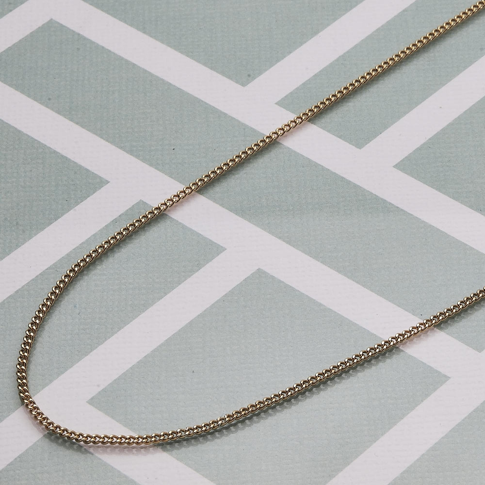 Oro Laminado Basic Necklace, Gold Filled Style Curb Design, Polished, Golden Finish