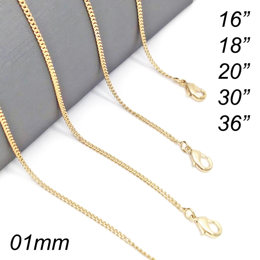 Oro Laminado Basic Necklace, Gold Filled Style Curb Design, Polished, Golden Finish