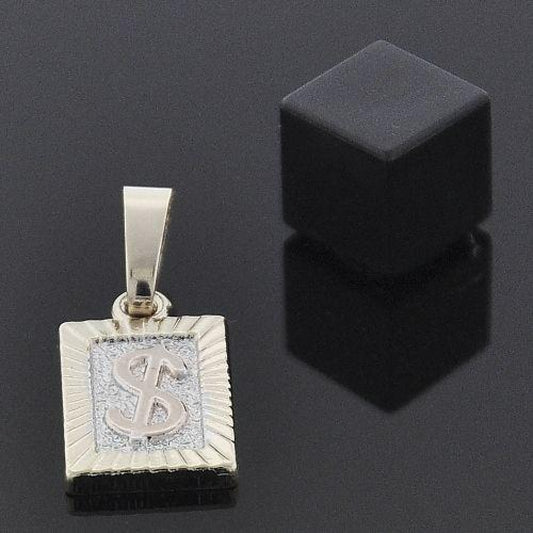 Oro Laminado Fancy Pendant, Gold Filled Style Money Sign Design, Diamond Cutting Finish, Tricolor