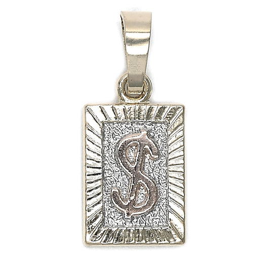 Oro Laminado Fancy Pendant, Gold Filled Style Money Sign Design, Diamond Cutting Finish, Tricolor