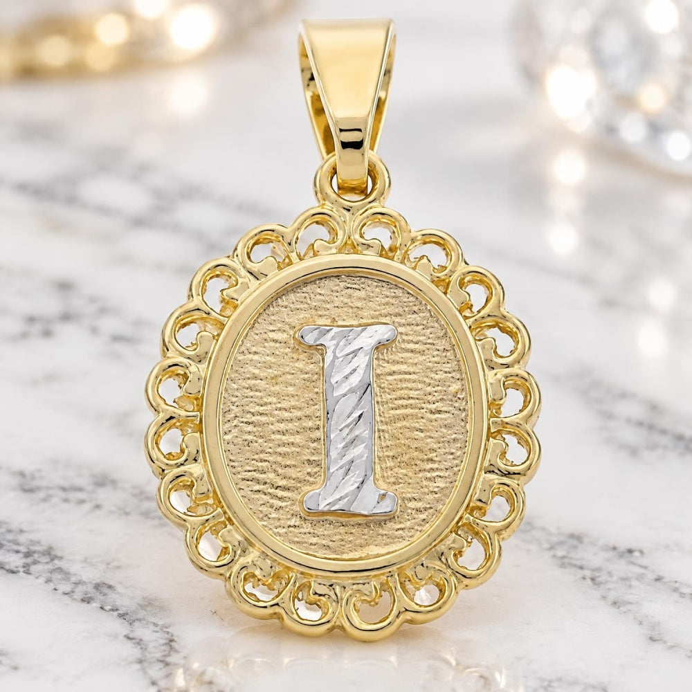 Oro Laminado Fancy Pendant, Gold Filled Style Polished, Two Tone