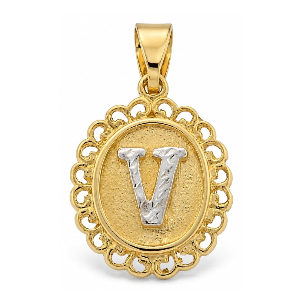 Oro Laminado Fancy Pendant, Gold Filled Style Polished, Two Tone